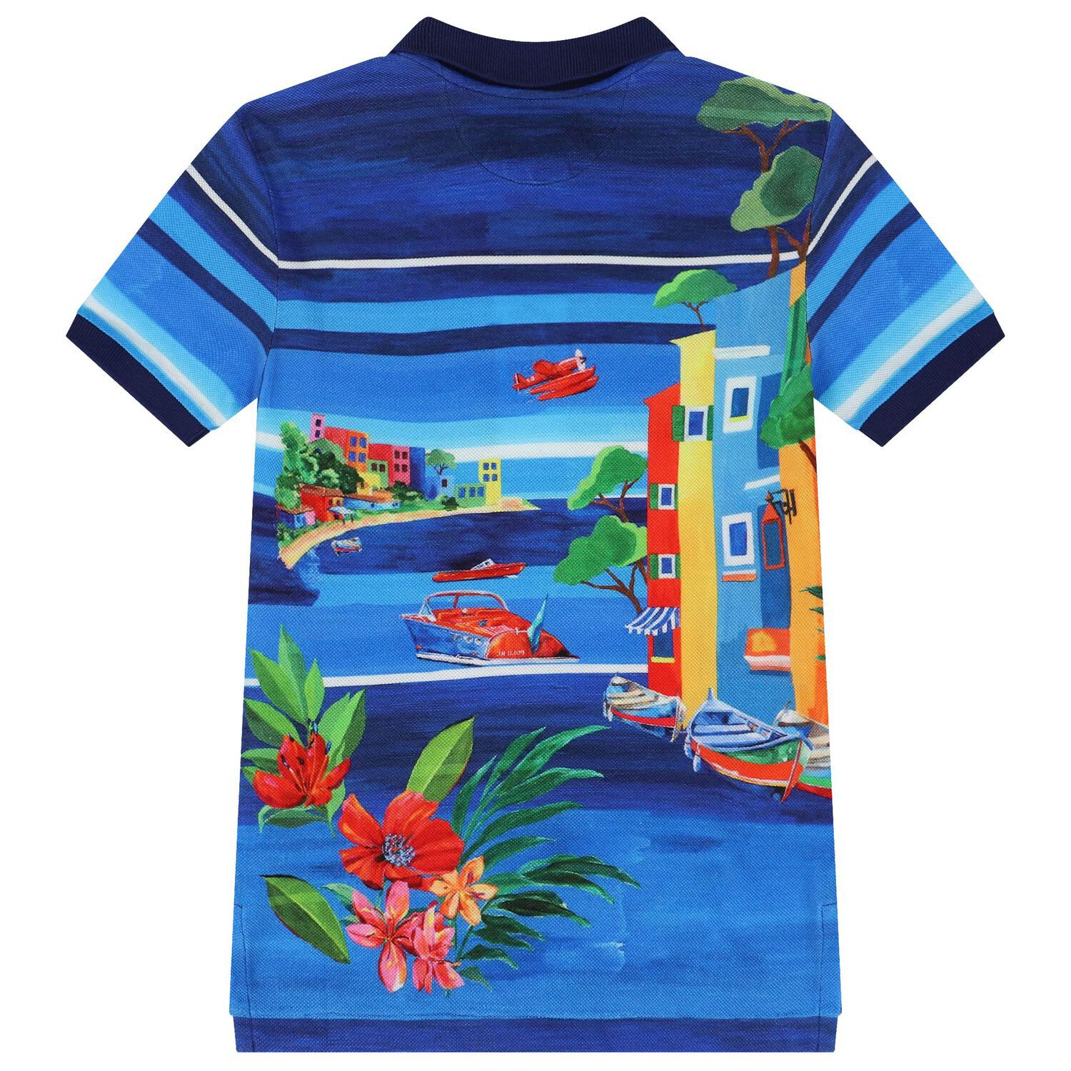 Boys Blue Logo Polo Shirt, 1, hi-res