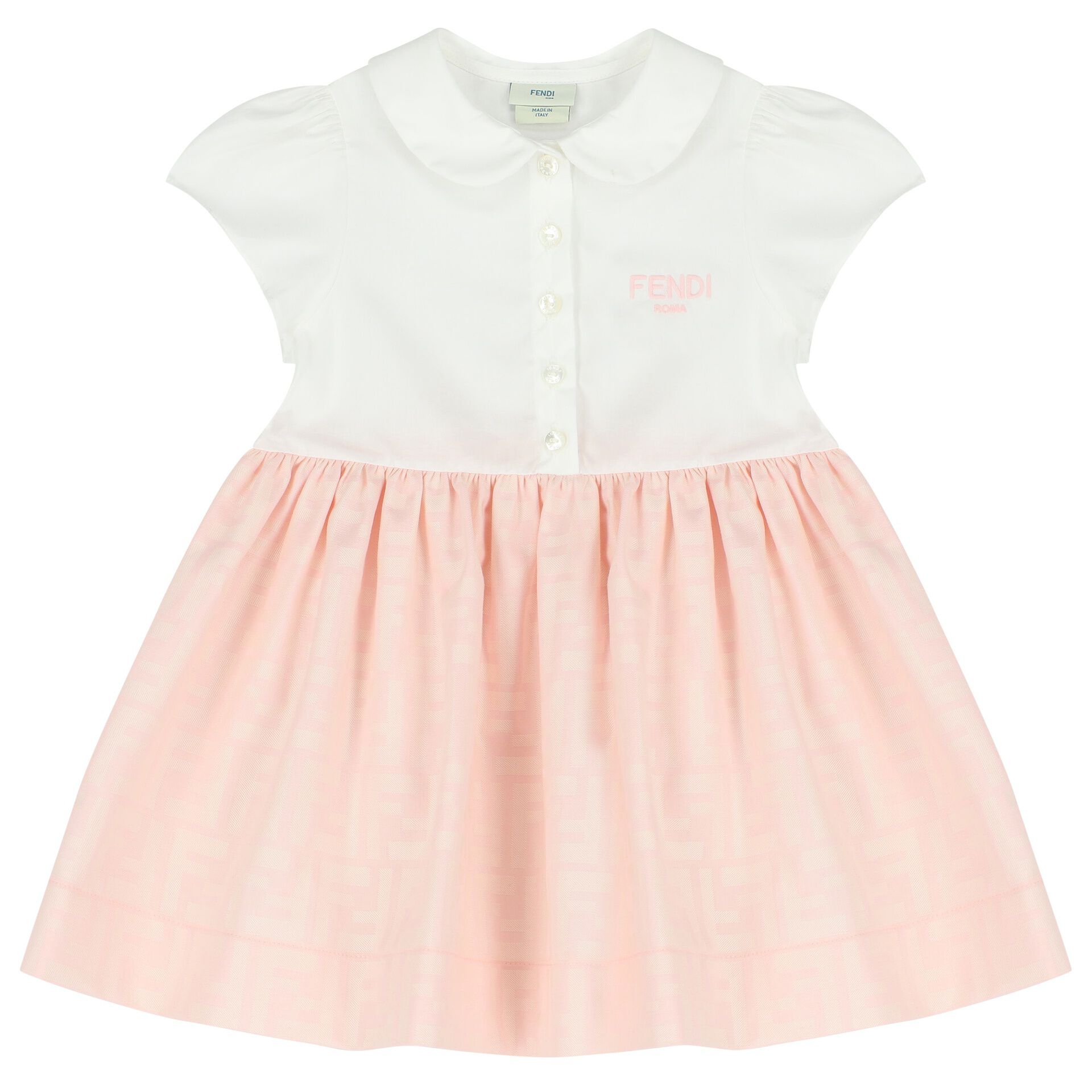 Fendi Baby Girls White Pink FF Logo Dress Junior Couture UK