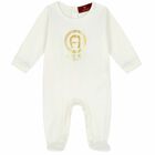 Ivory & Gold Logo Babygrow, 3, hi-res