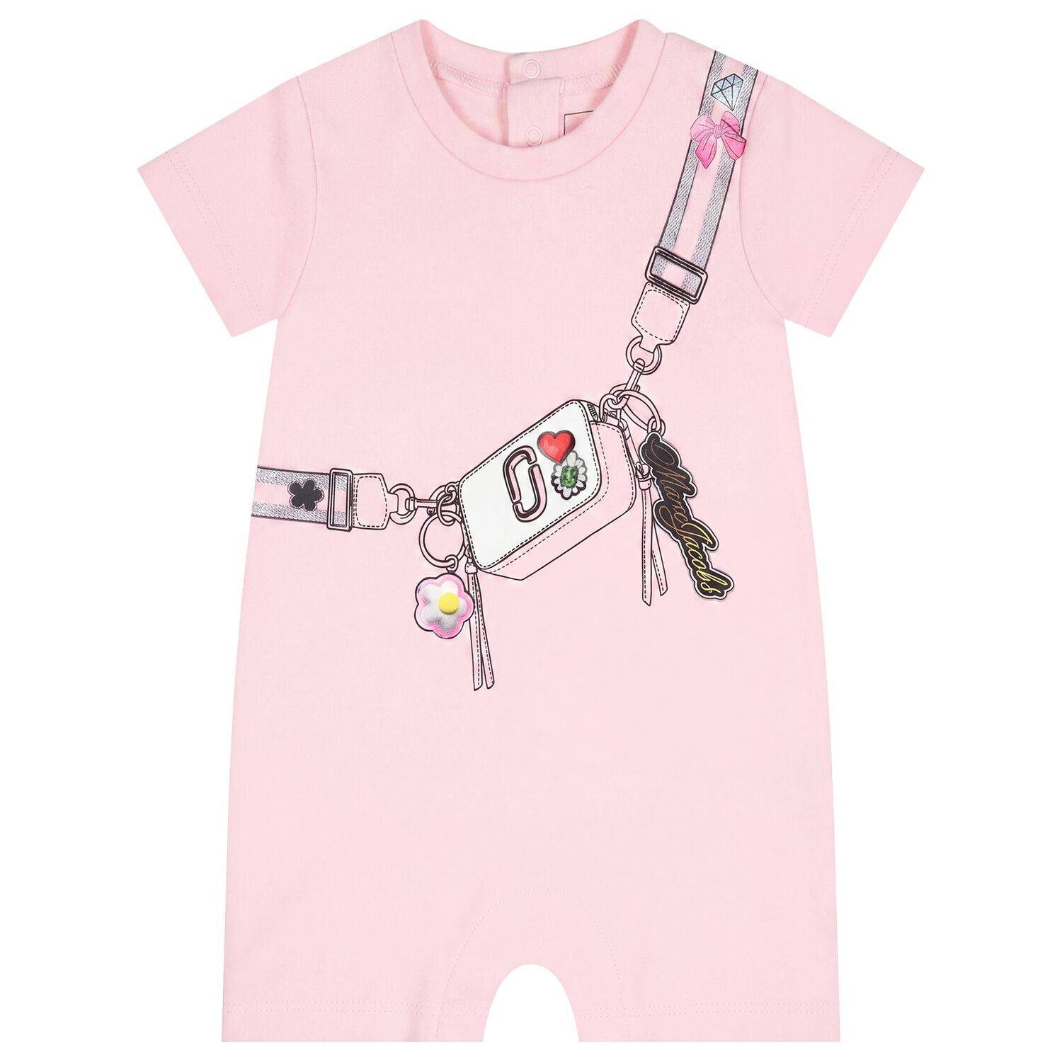 Baby Girls Pink Bag Romper, 1, hi-res