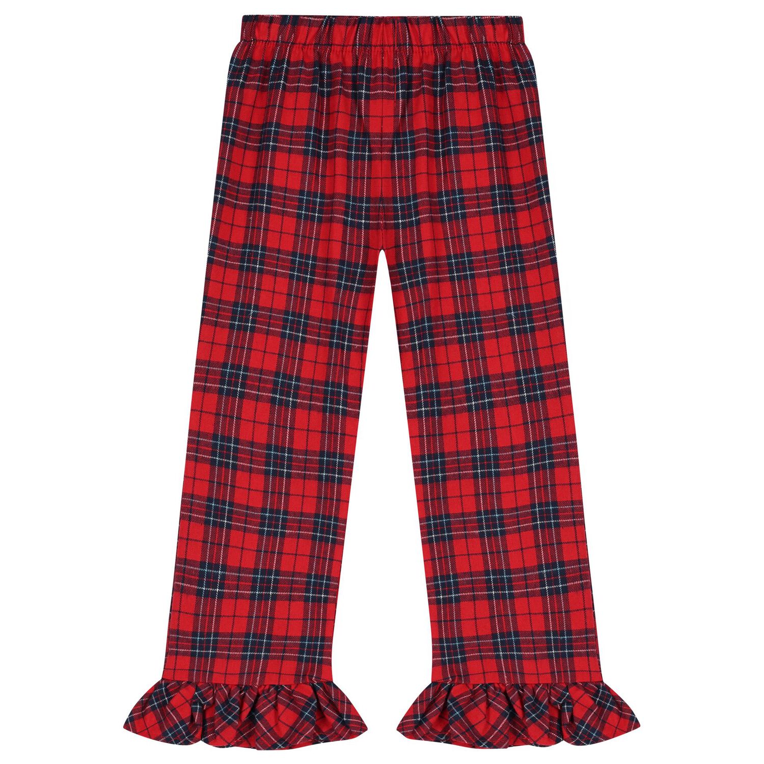 Girls White & Red Tartan Check Pyjamas, 1, hi-res