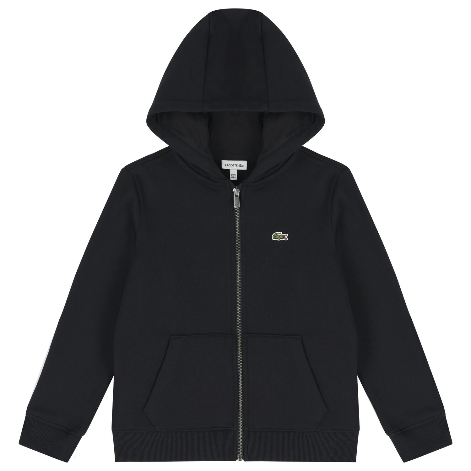 Black Logo Hooded Zip Up Top, 1, hi-res
