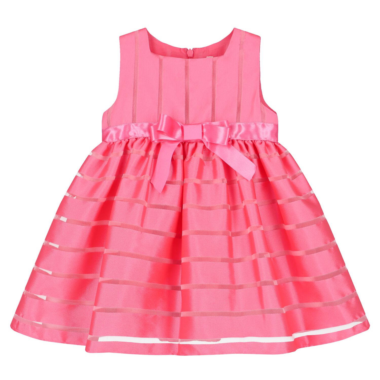 Younger Girls Pink Satin & Organza Dress, 2, hi-res