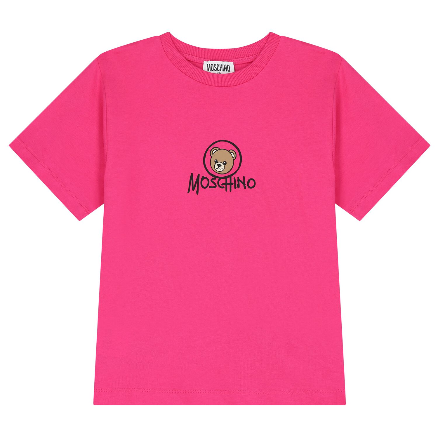 Girls Pink Teddy Bear Logo Long Sleeve Top, 5, hi-res