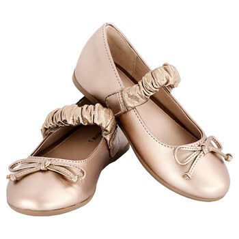Girls Rose Gold Bow Shoes