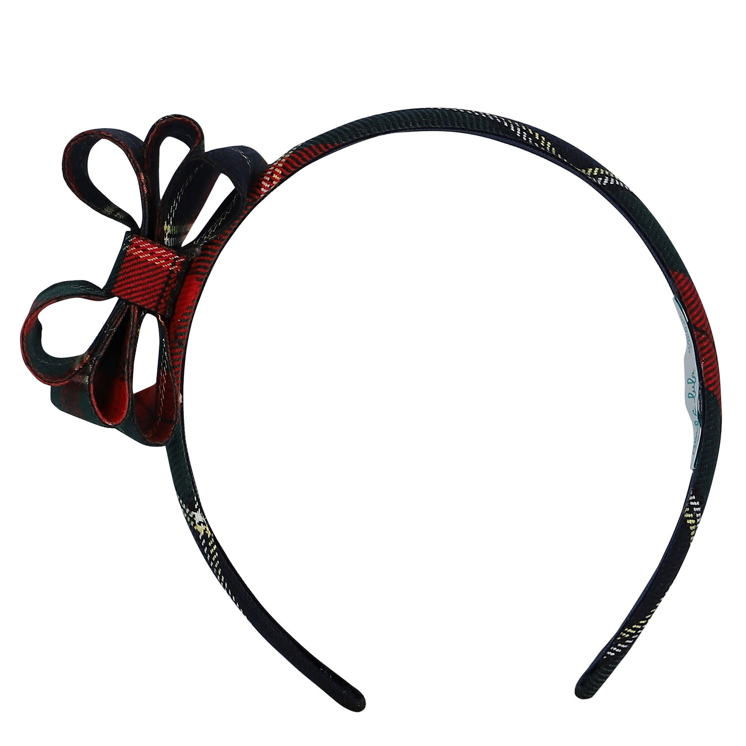 Girls Navy Blue & Red Tartan Headband, 1, hi-res