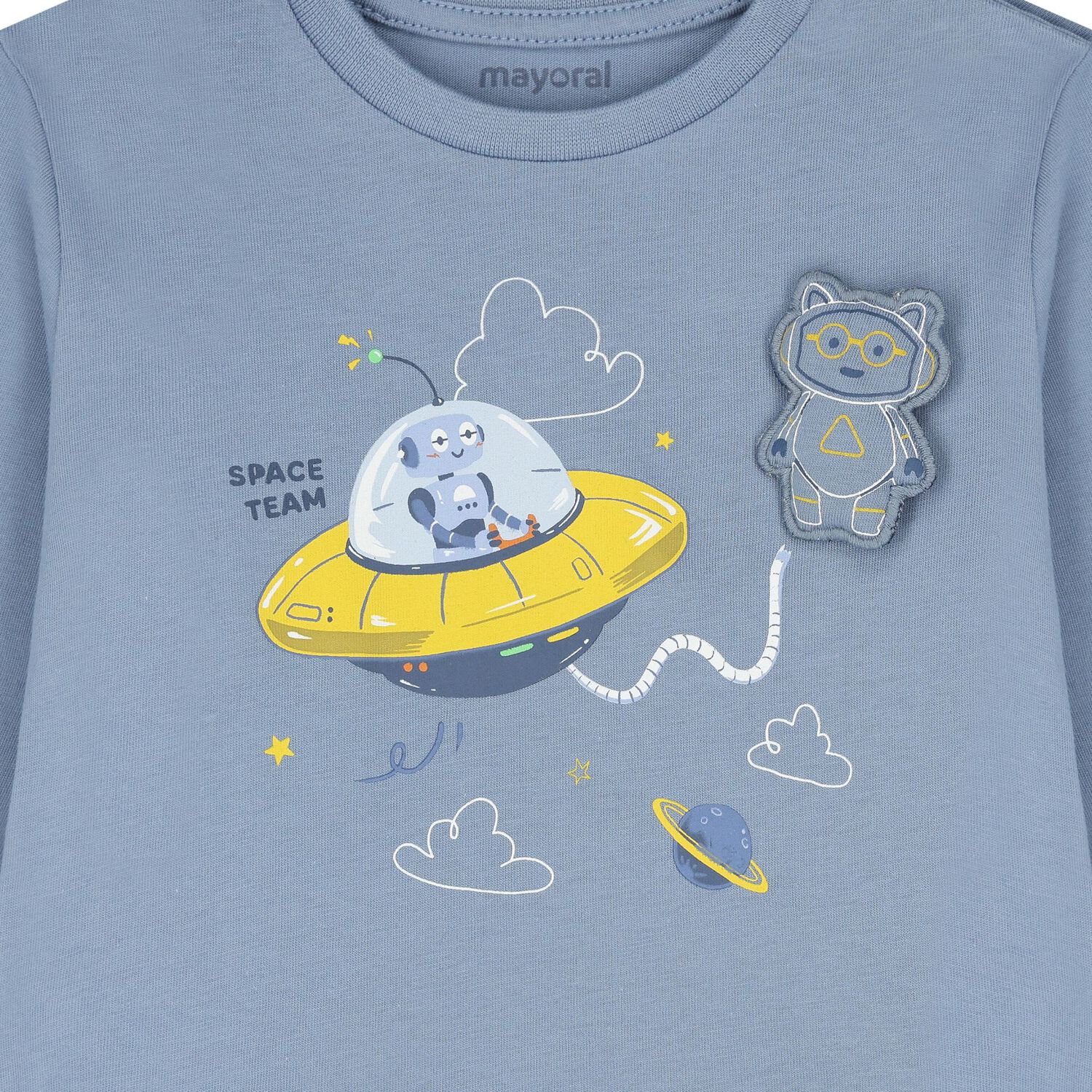 Younger Boys Blue Robot Long Sleeve Top, 1, hi-res image number null