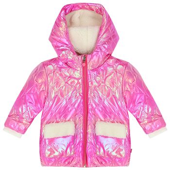 Younger Girls Pink Hearts Quilted Jacket