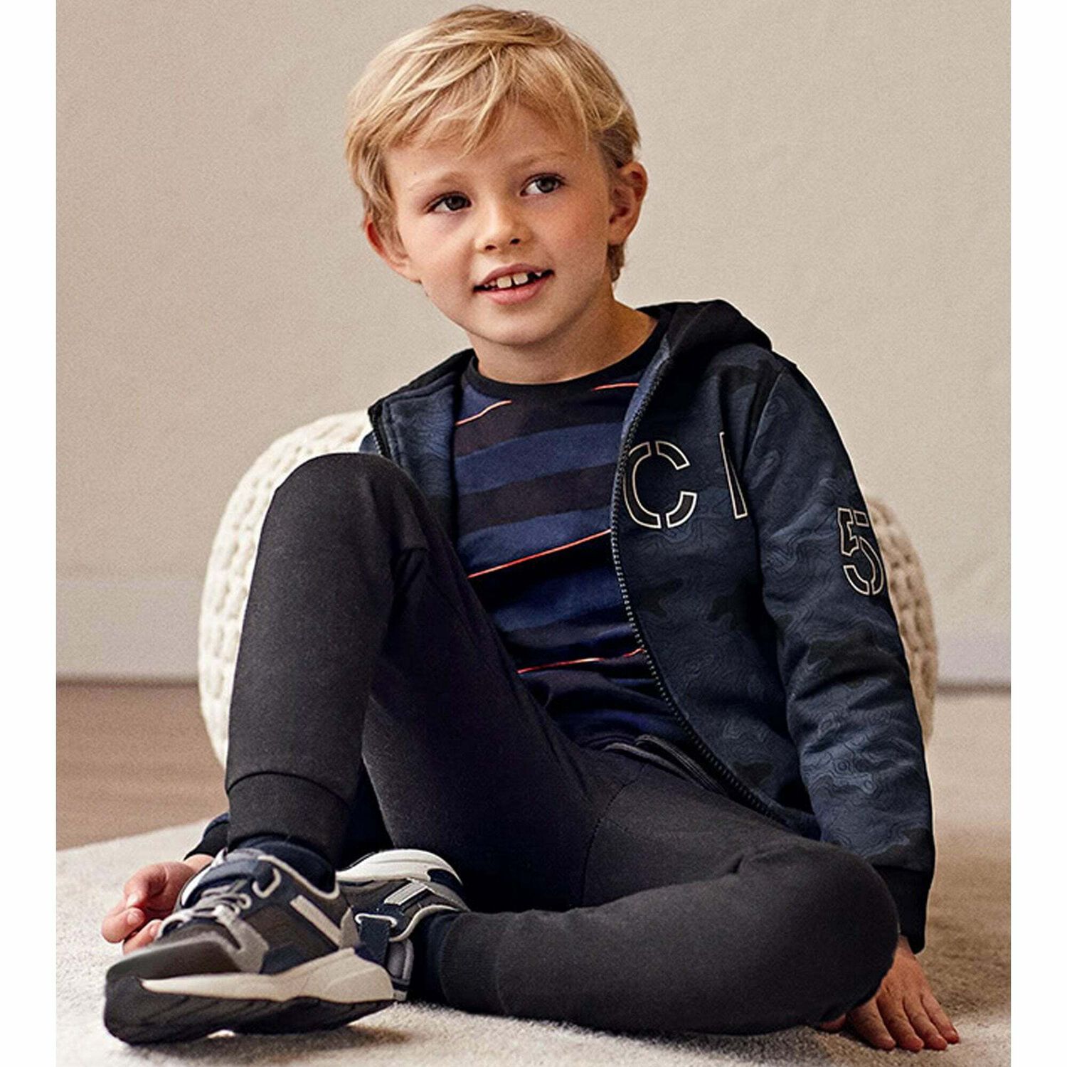 Boys Navy & Black Tracksuit, 1, hi-res