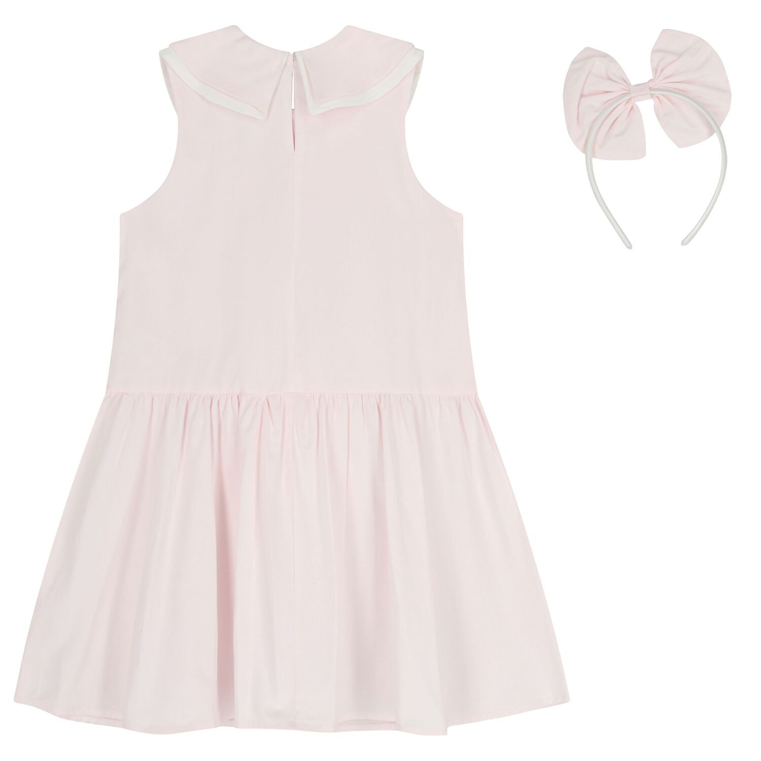 Girls Pink Bow Dress & Headband Set, 1, hi-res