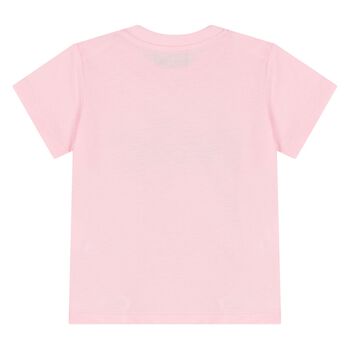 Younger Girls Pink Teddy Bear Logo T-Shirt