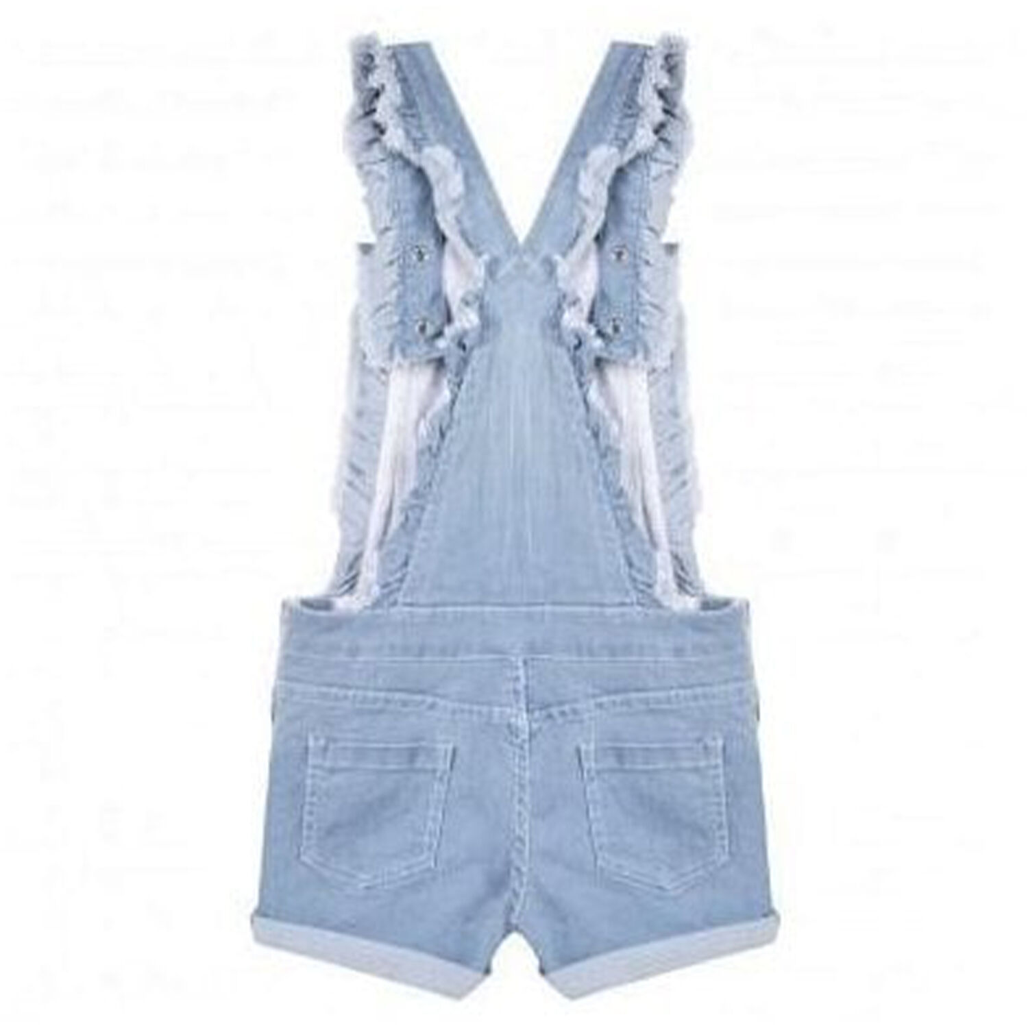 Girls Denim Dungaree Shorts, 1, hi-res image number null