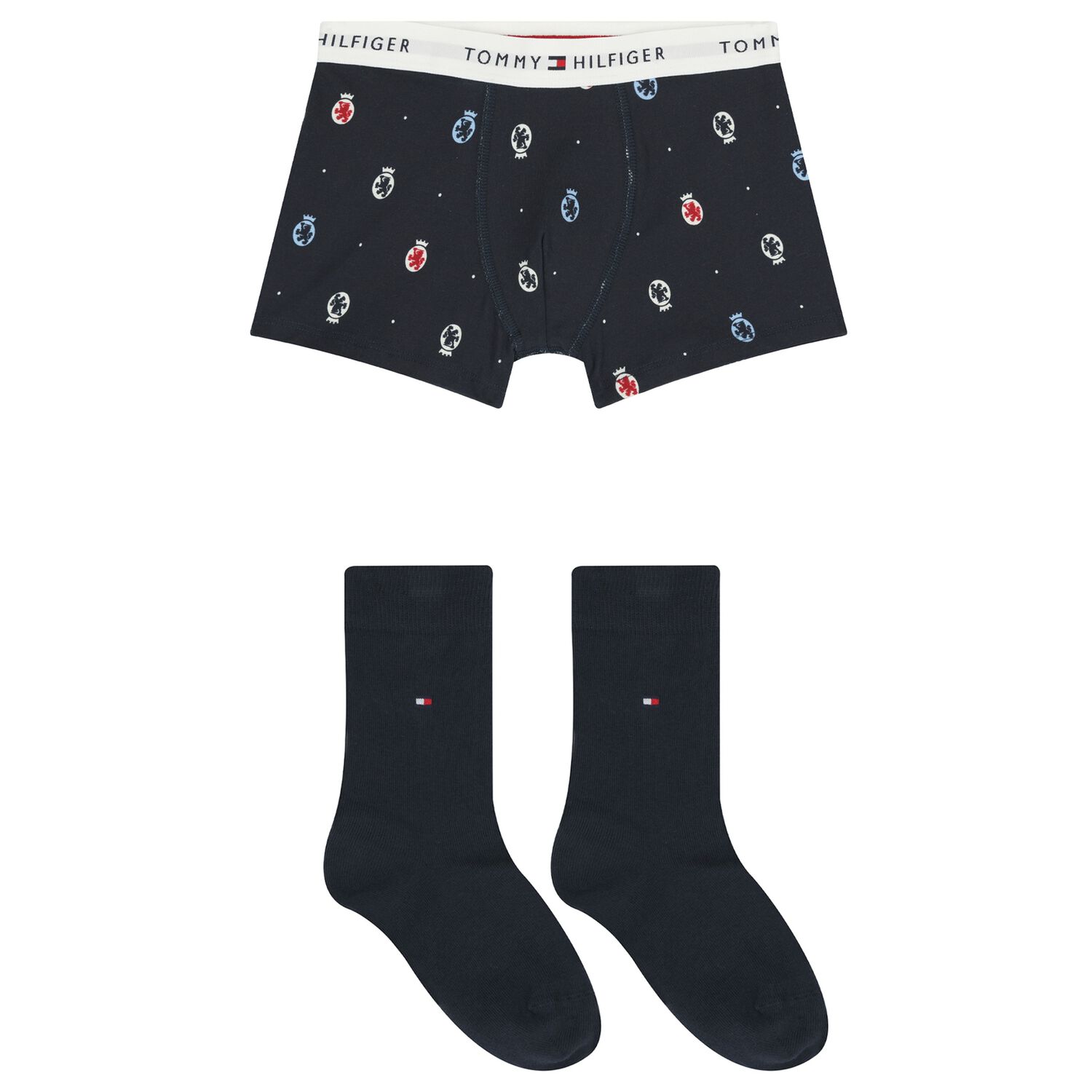 Boys Navy Blue Logo Underwear Set, 1, hi-res