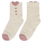 Girls Pink & Ivory Heart Socks (3 Pack), 1, hi-res