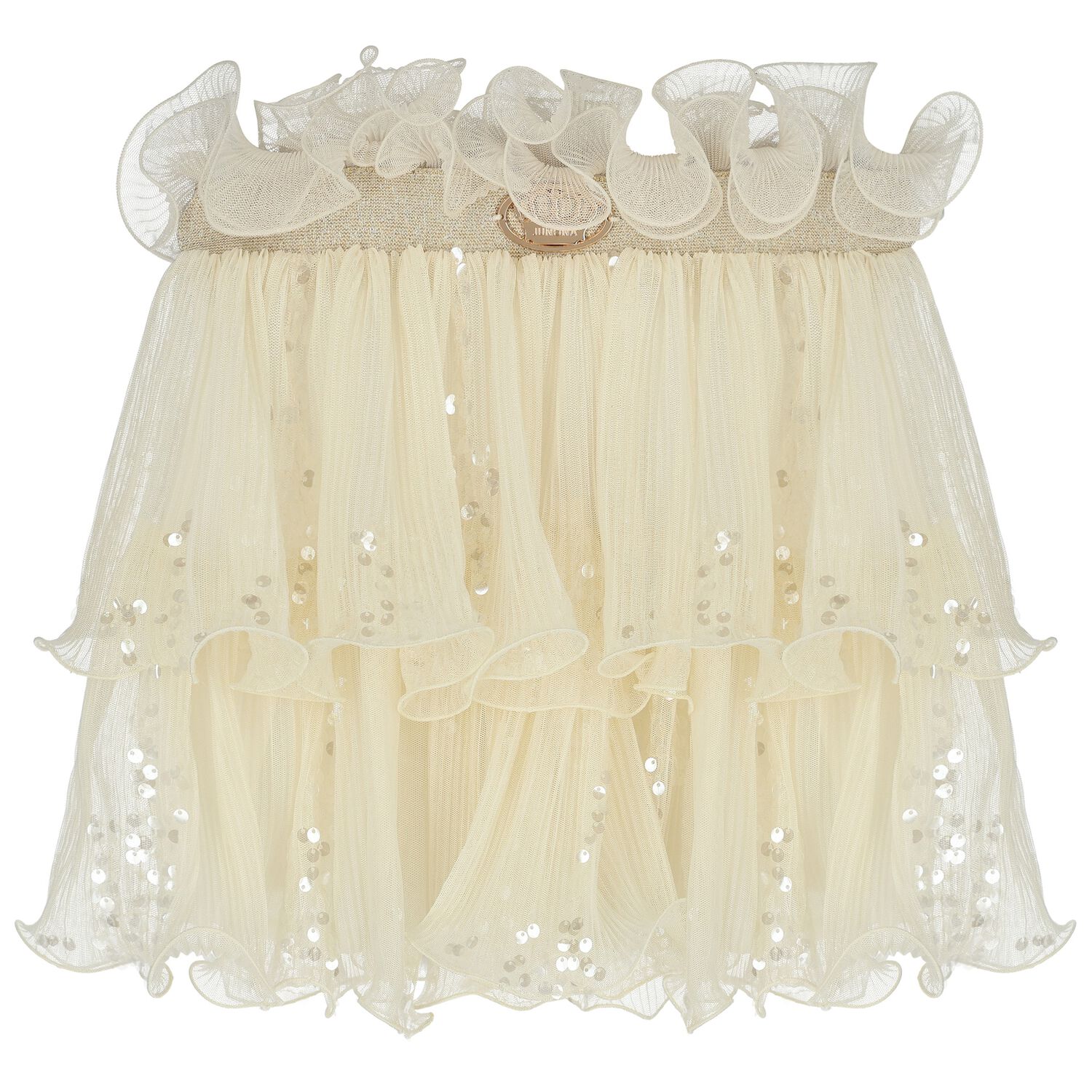 Girls Ivory Sequin Ruffled Skirt, 1, hi-res