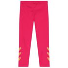Girls Pink Heart Leggings, 1, hi-res