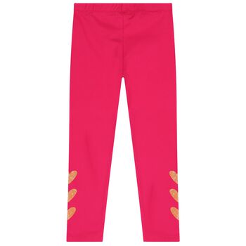 Girls Pink Heart Leggings