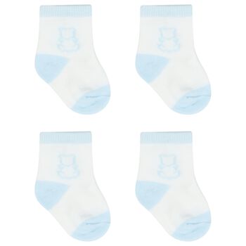 Baby Boys White & Blue Socks ( 2-Pack )