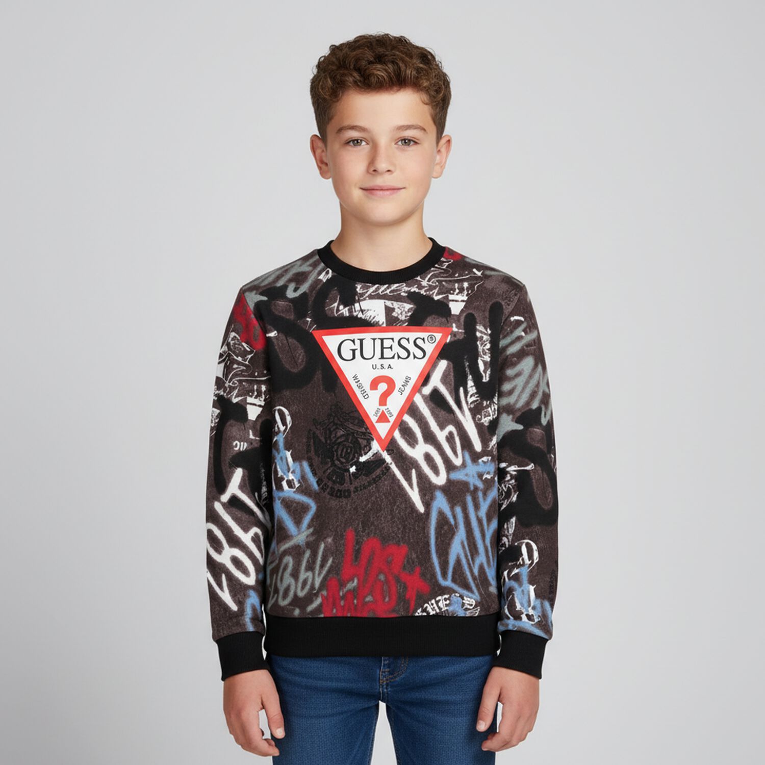 Boys Multi-Coloured Logo Sweatshirt, 1, hi-res image number null