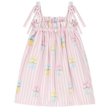 Girls White & Pink Ice Cream Beach Dress