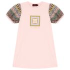 Girls Pink Logo Dress, 4, hi-res