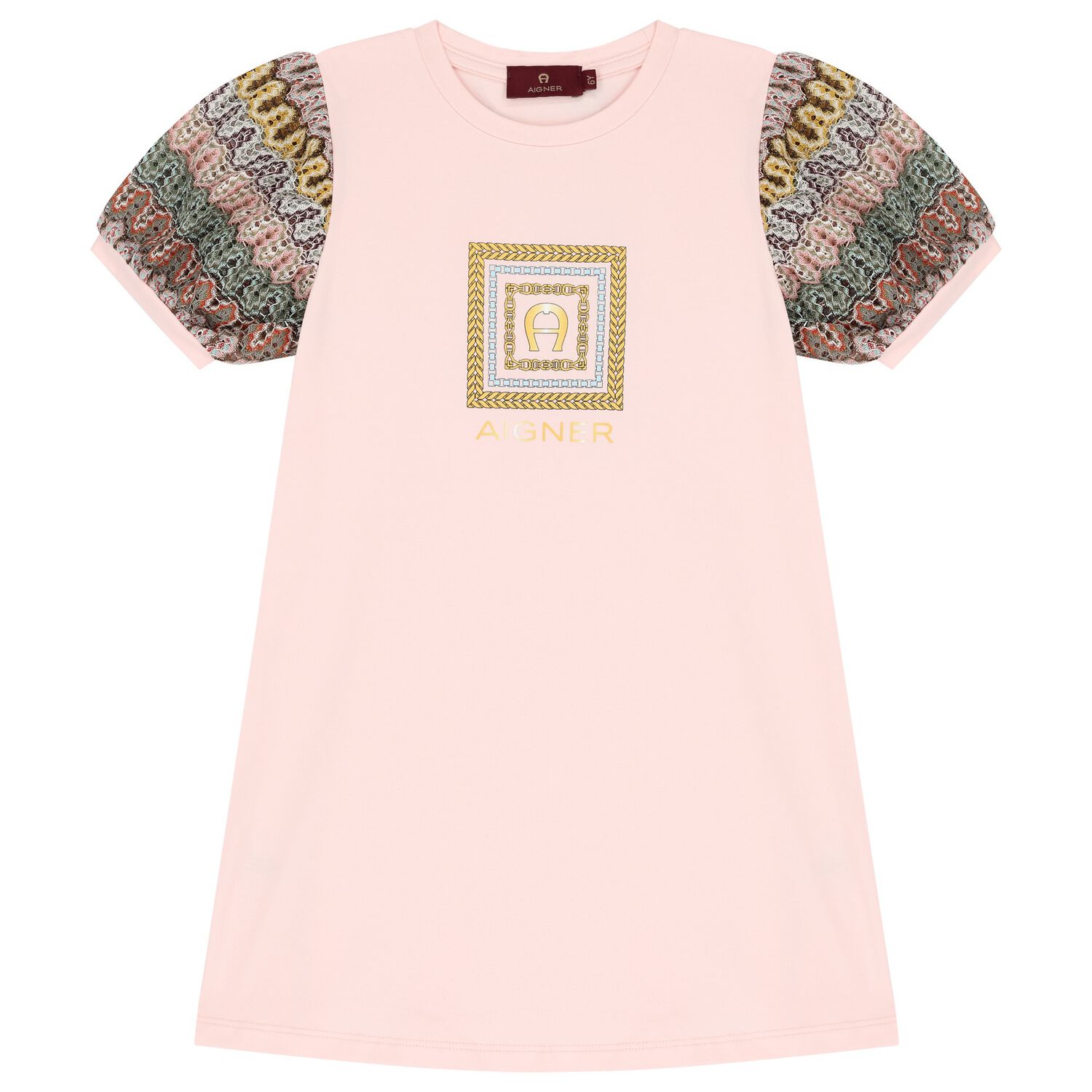 Girls Pink Logo Dress, 4, hi-res