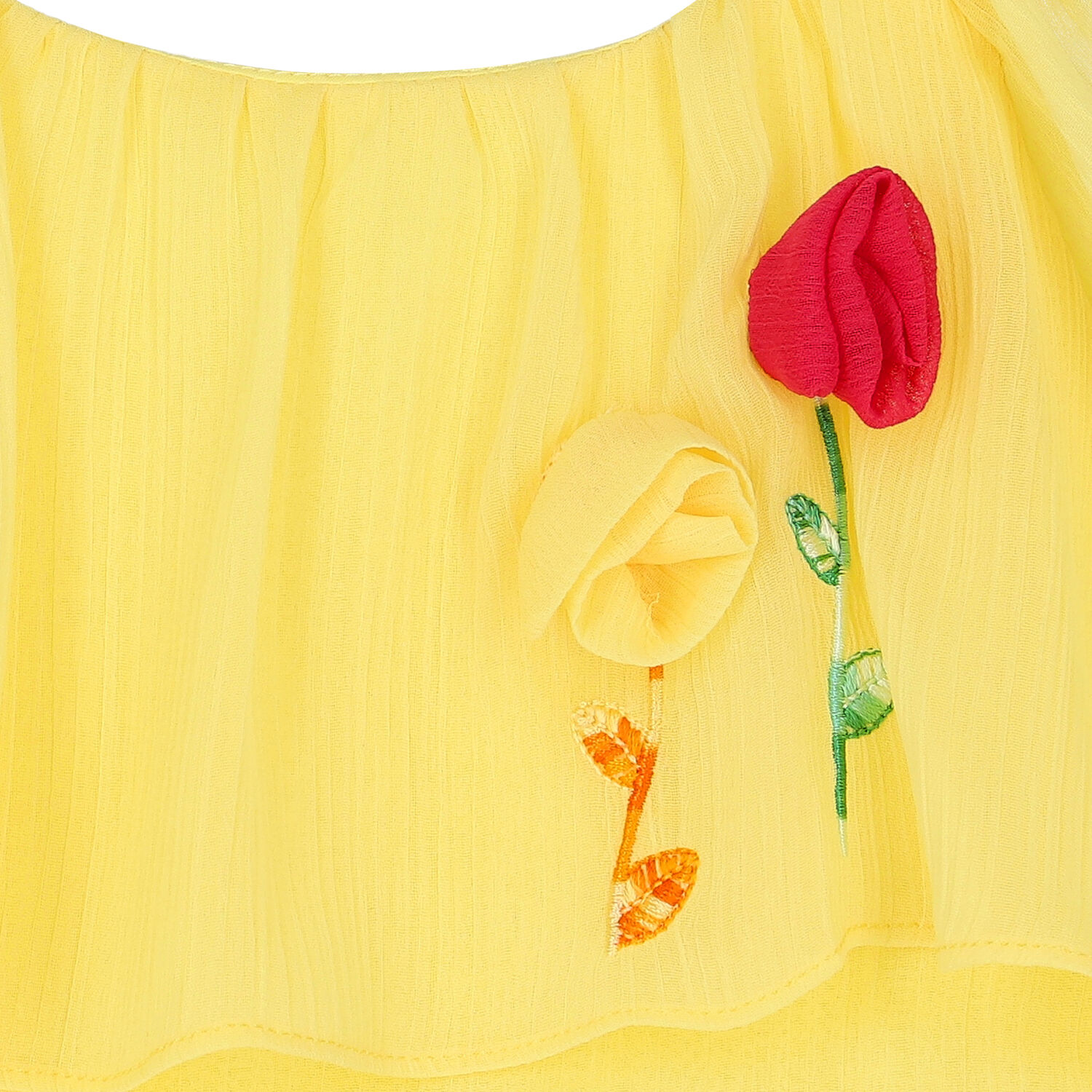 Girls Yellow Chiffon Dress, 1, hi-res