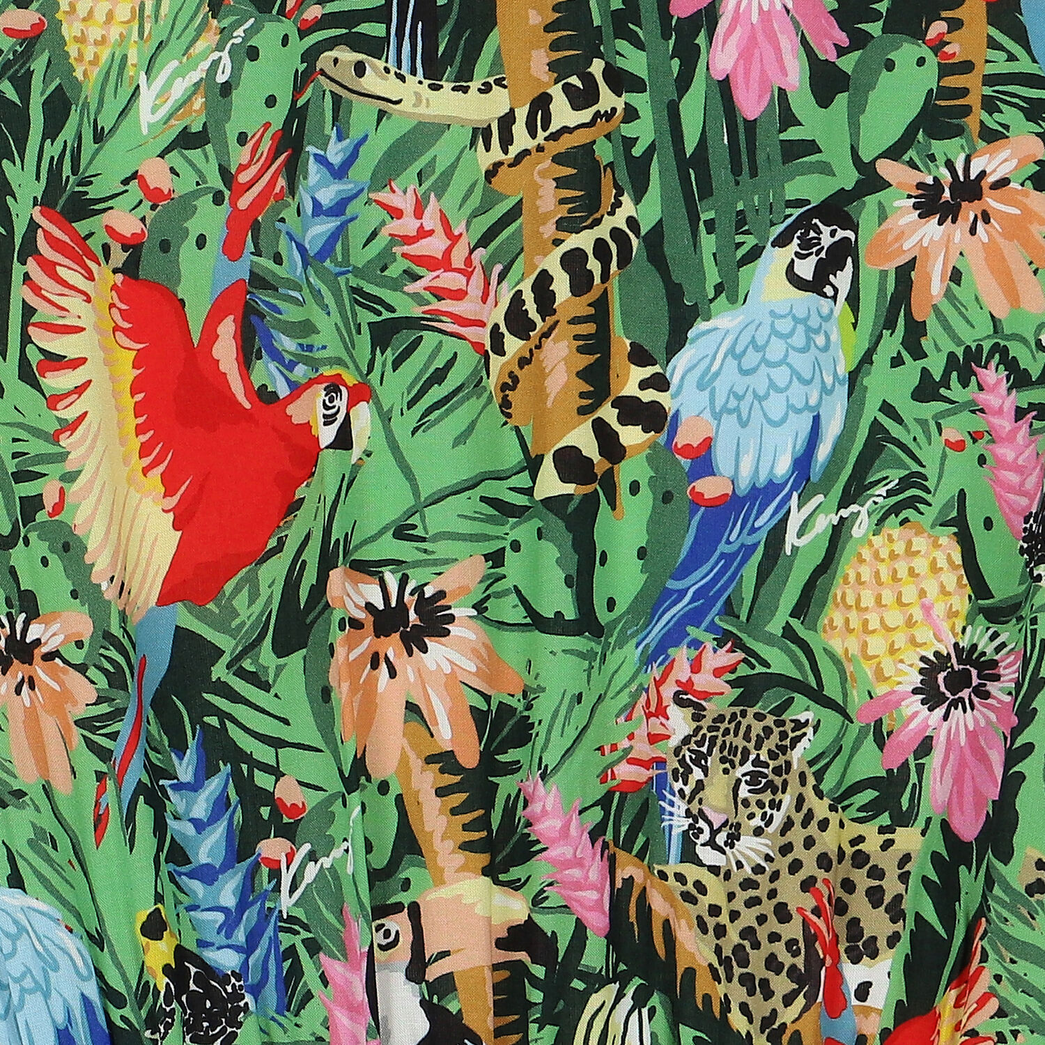 Girls Green Tropical Dress, 1, hi-res