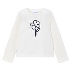 Girls White Floral Long Sleeve Top, 1, hi-res