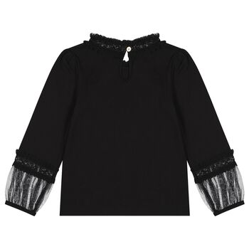 Girls Black Embellished Hayley Long Sleeve Top 