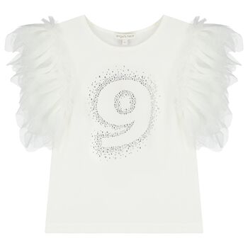 Girls White 9th Birthday T-Shirt