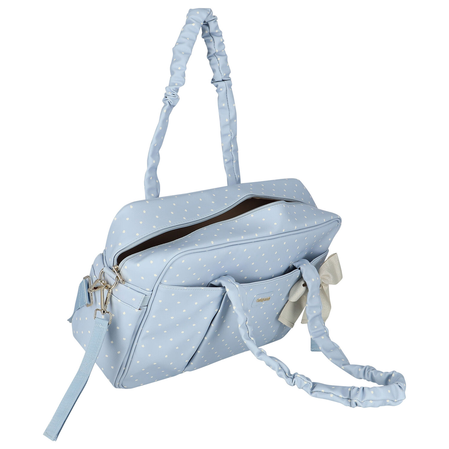 Blue Faux Leather Baby Changing Bag, 2, hi-res image number null