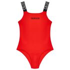 Girls Orange Logo Swimsuit, 1, hi-res