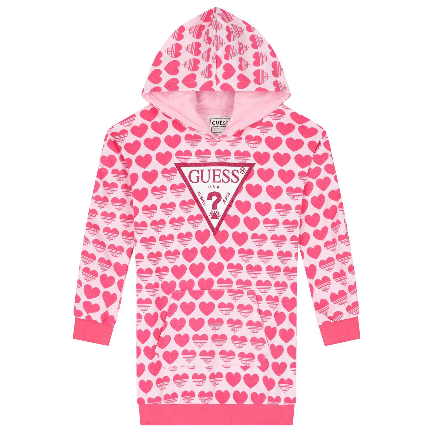 Girls Pink Logo Dress, 1, hi-res