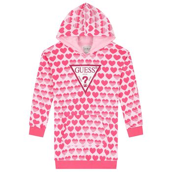 Girls Pink Logo Hooded Top