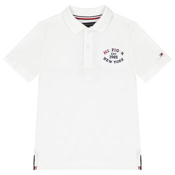 Boys White Logo Polo Shirt