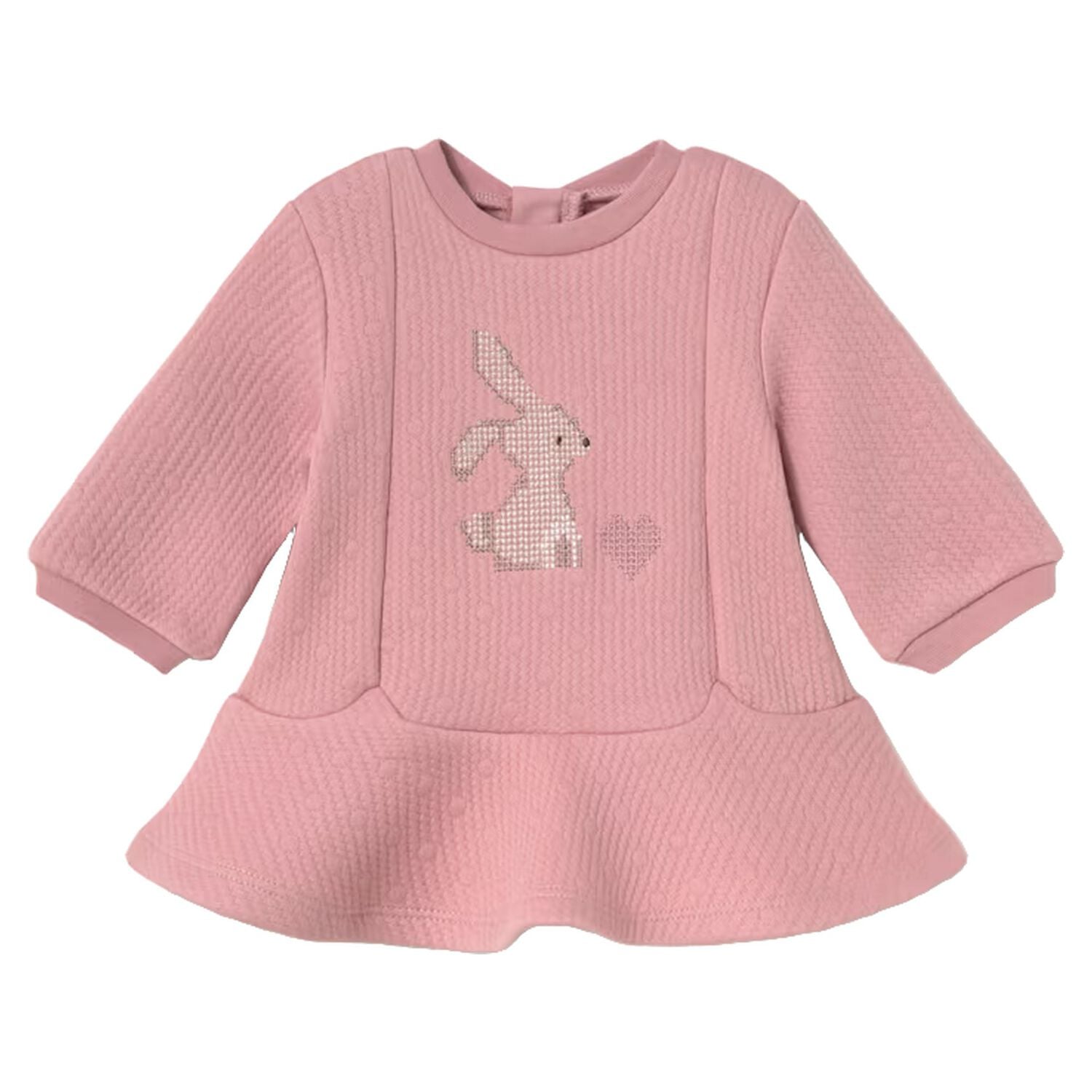 Baby Girls Pink Bunny Quilted Dress, 2, hi-res