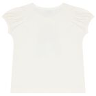 Girls White Puff-Sleeve T-Shirt, 3, hi-res