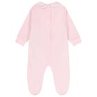 Baby Girls Pink Flower Velour Babygrow, 1, hi-res
