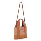 Girls Brown Leather Logo Tote Bag, 1, hi-res