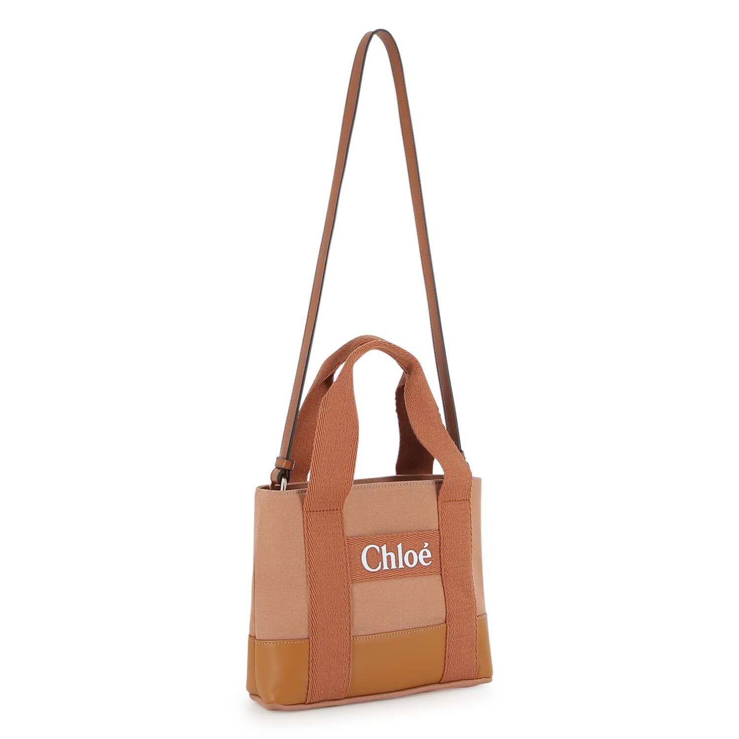 Girls Brown Leather Logo Tote Bag, 1, hi-res image number null