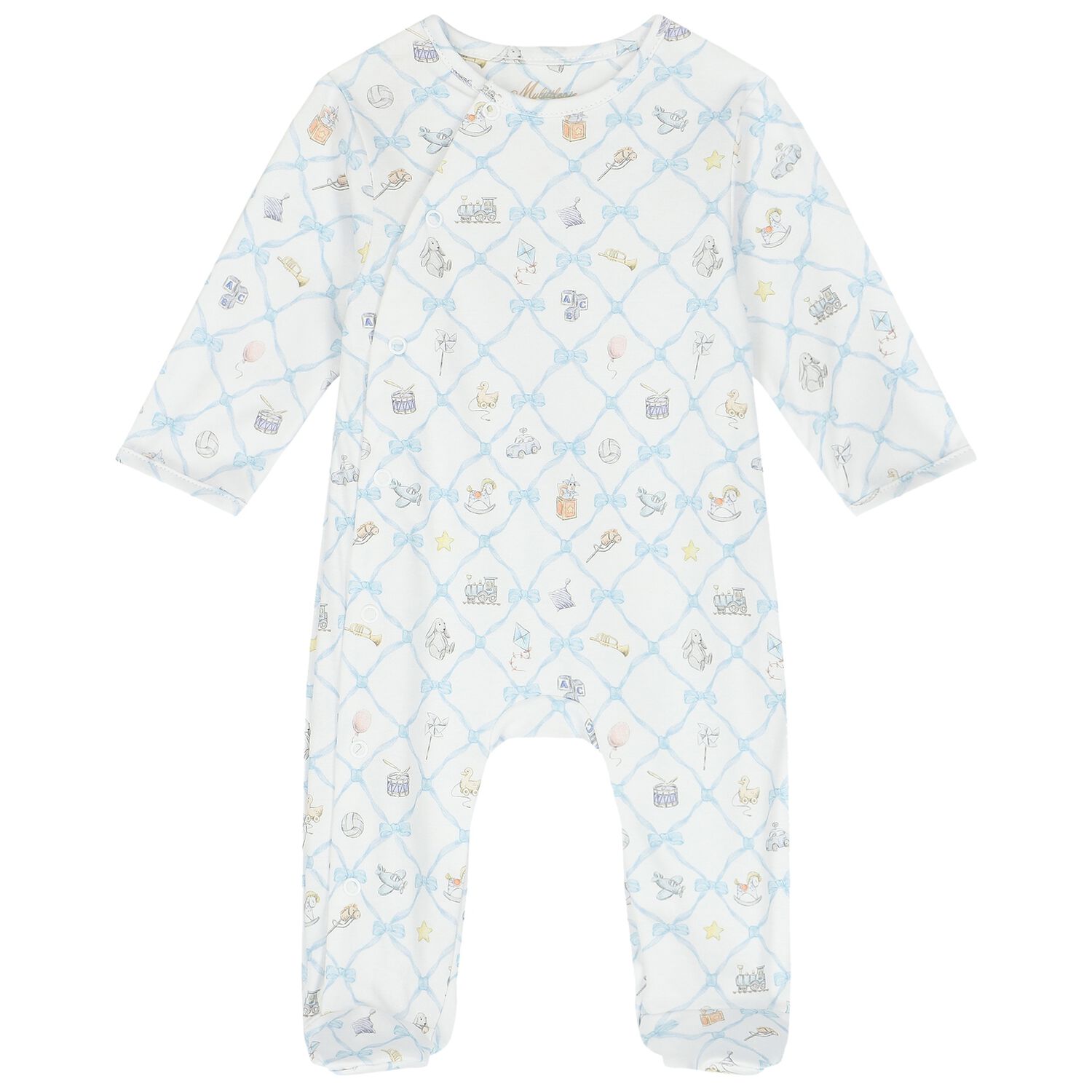 White & Blue Babygrow, 1, hi-res