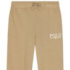Boys Beige Logo Joggers, 1, hi-res