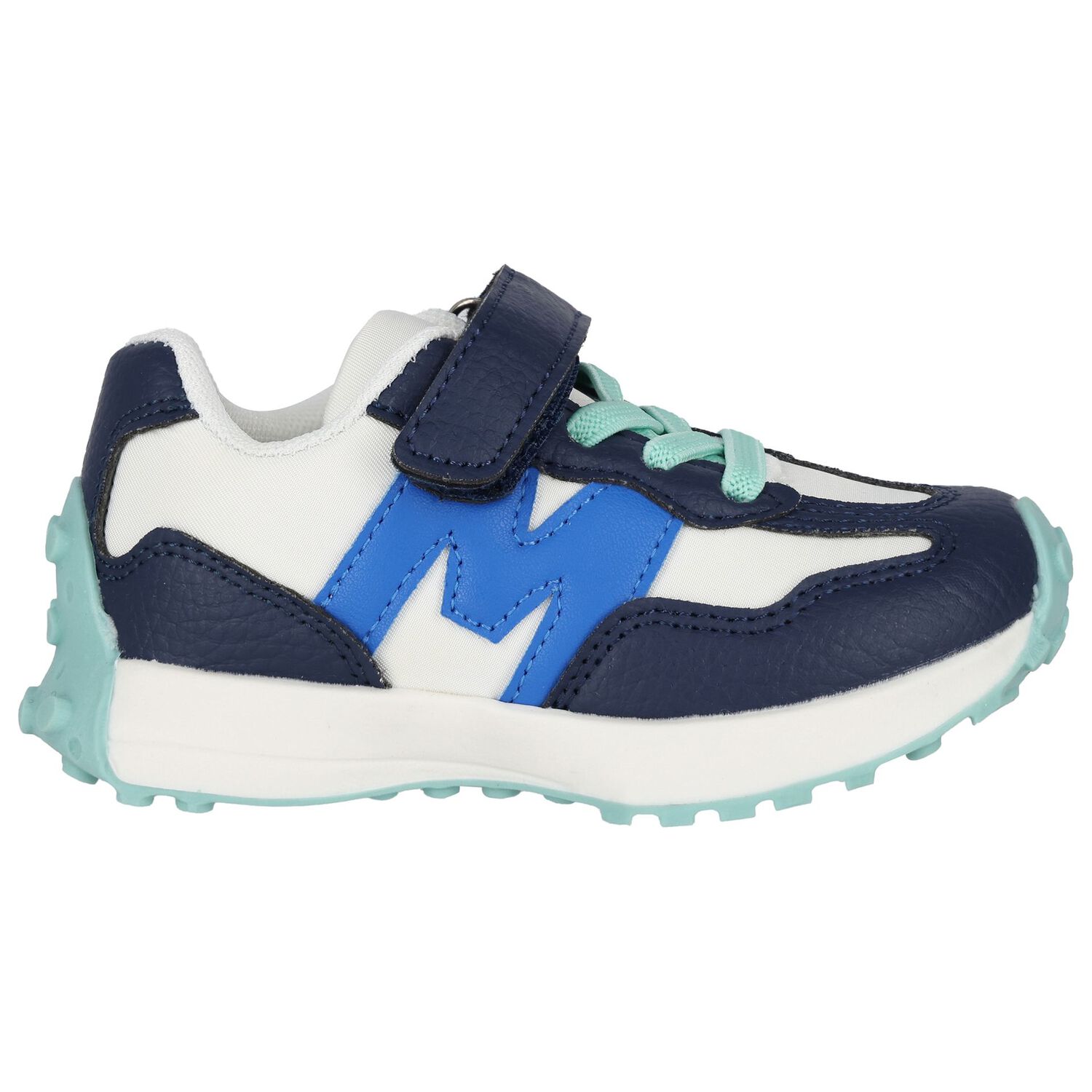Boys White & Navy Blue Logo Trainers, 2, hi-res image number null