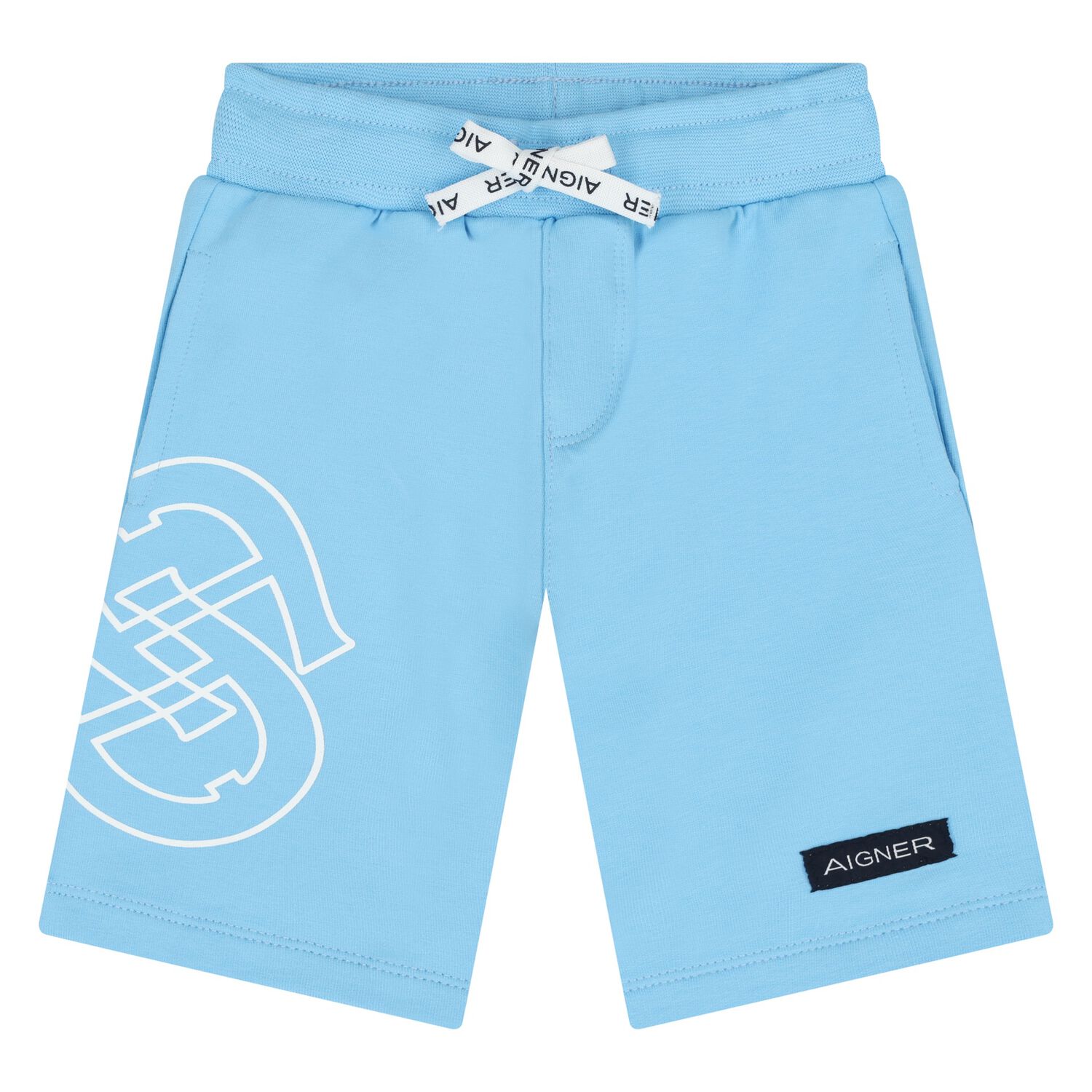 Younger Boys Blue Logo Shorts, 1, hi-res