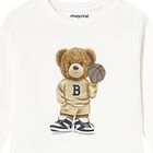 Younger Boys White Teddy Bear Long Sleeve Top, 2, hi-res