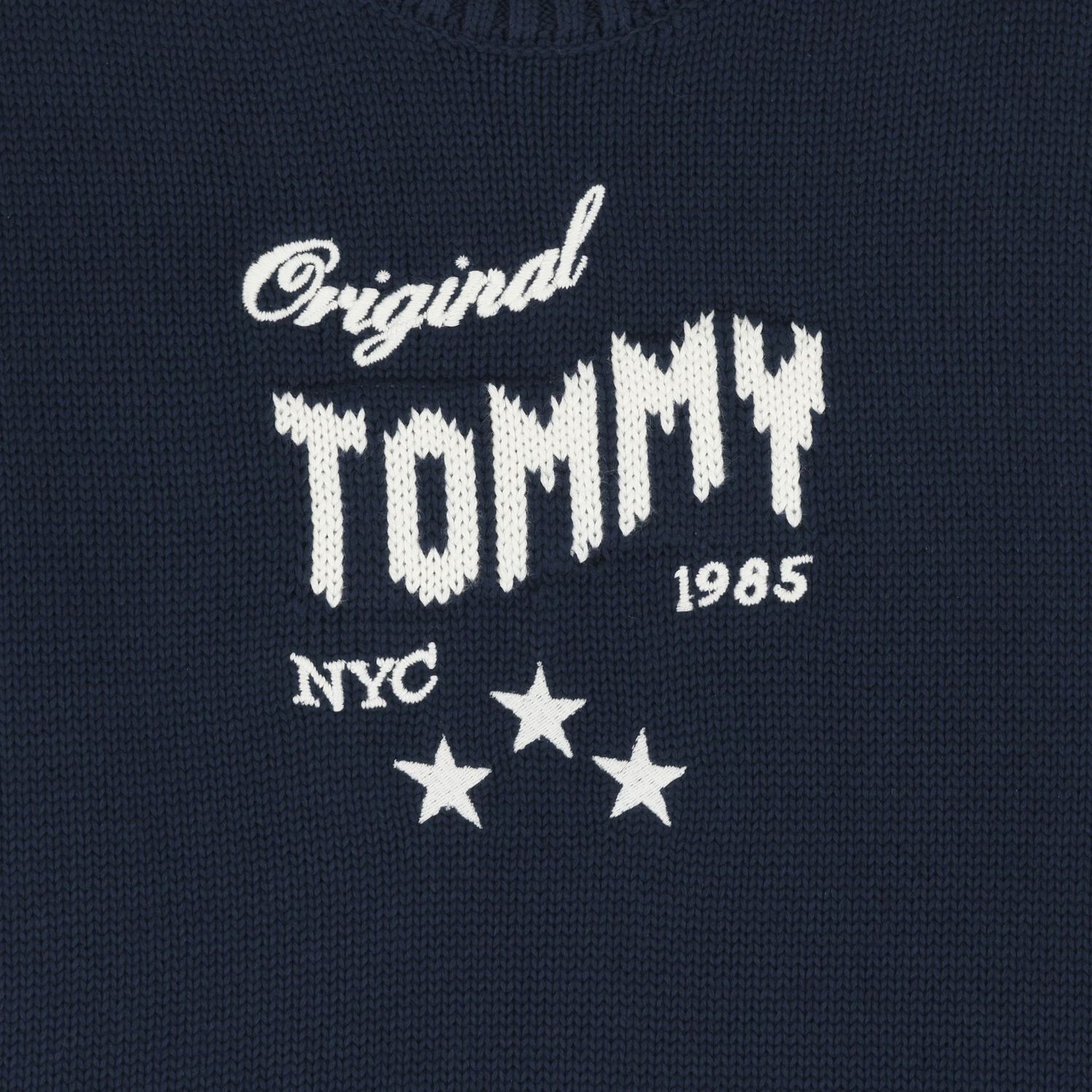 Girls Navy Blue Logo Knitted Jumper Dress, 1, hi-res