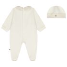 Ivory Teddy Bear Logo Babygrow Set, 1, hi-res