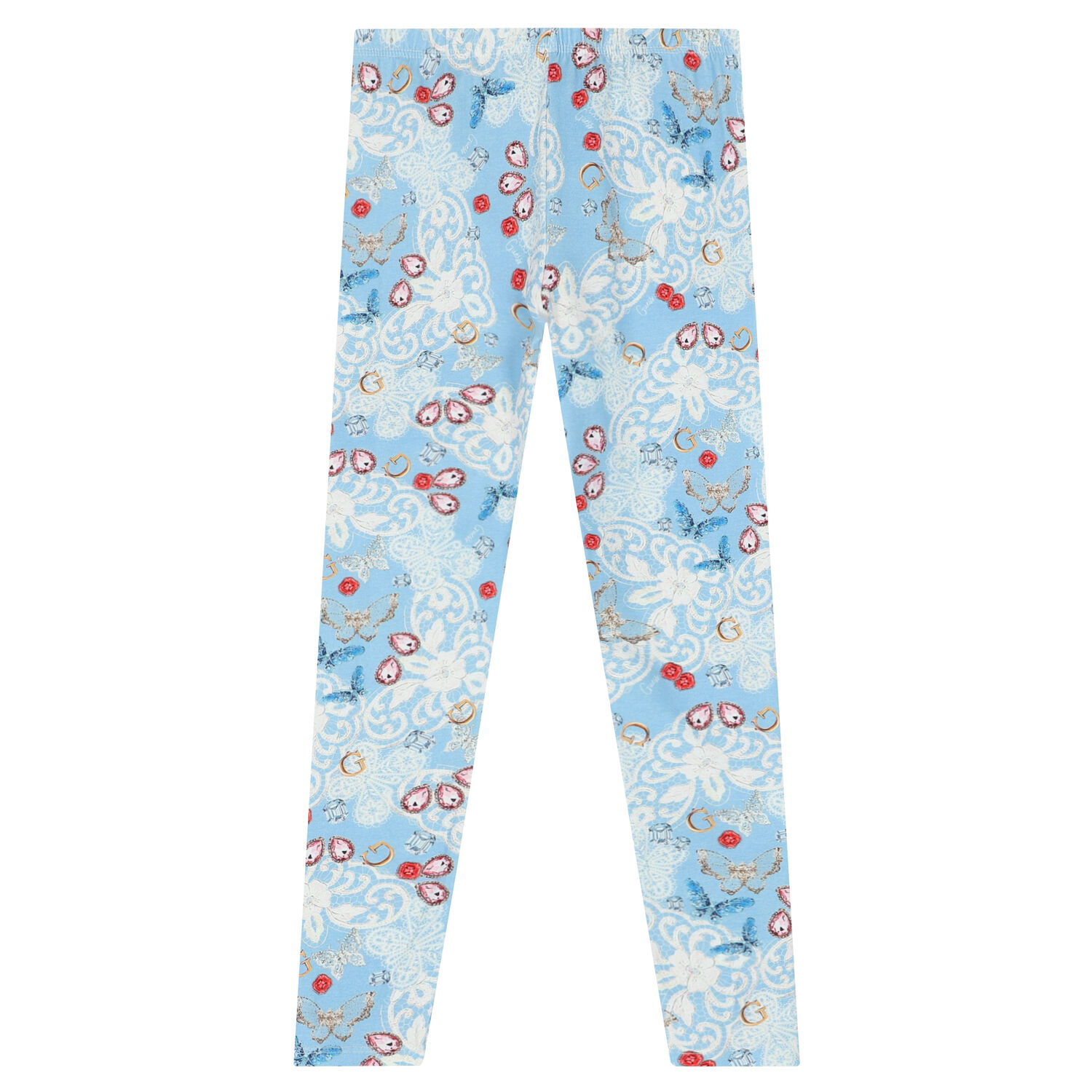 Girls Blue Jewelry Logo Leggings, 2, hi-res
