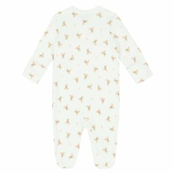 Baby Girls White Printed Babygrow